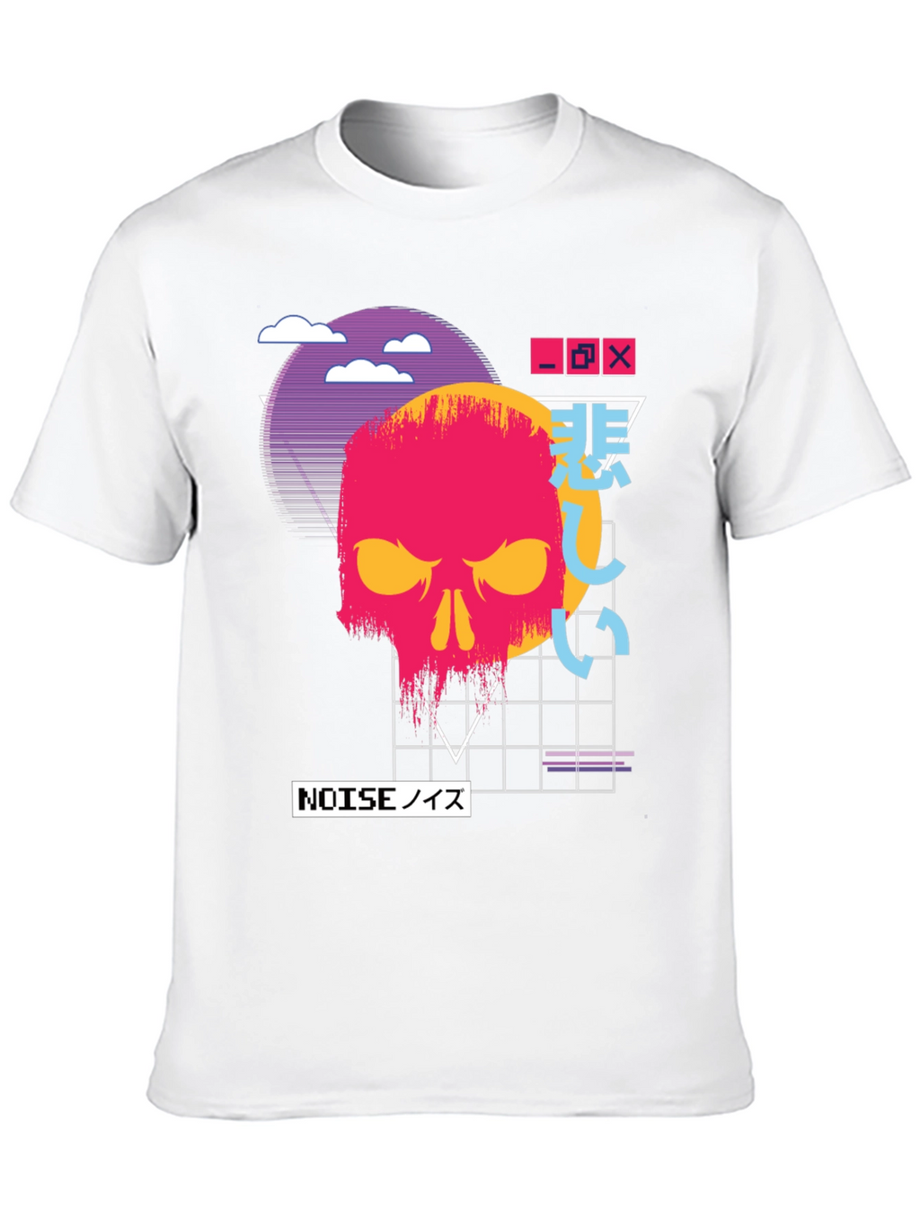 Vaporwave Skull Graphic Tee - Dark Aesthetic T-Shirt