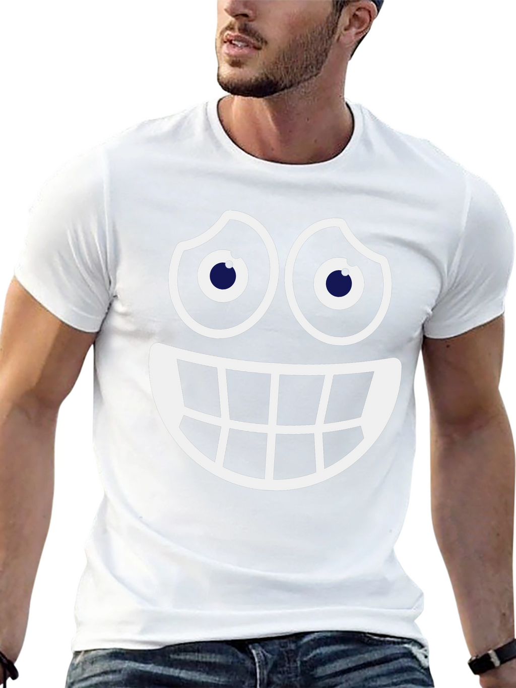Smiley Face Graphic Tee - Fun Black Cotton T-Shirt