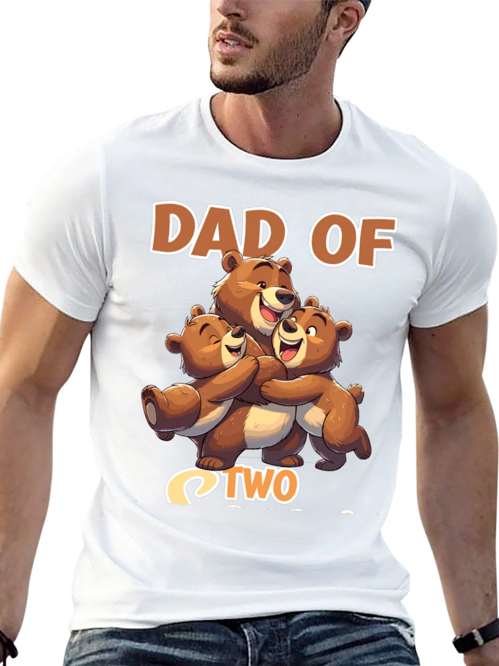 Dad Of Two Bears Black T-Shirt