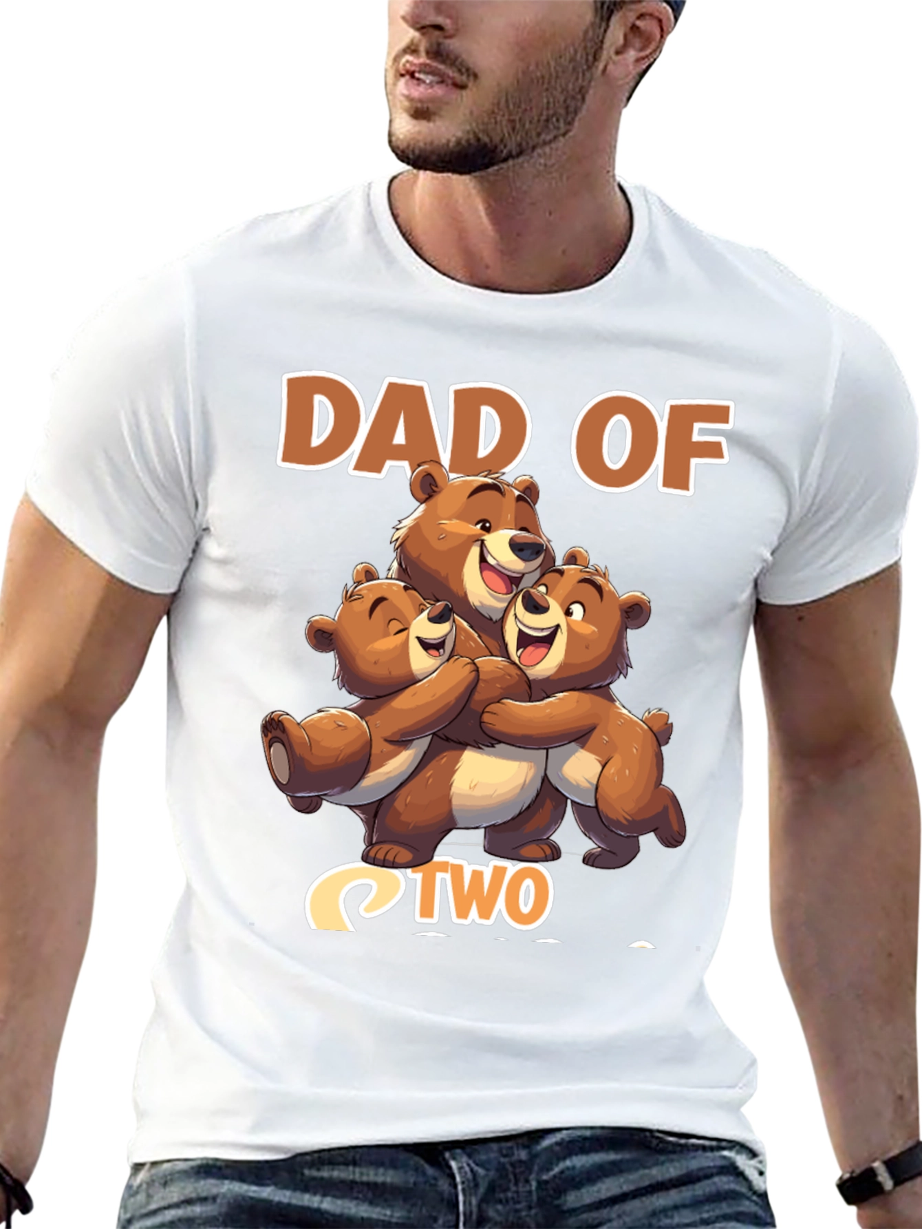 Dad Of Two Bears Black T-Shirt