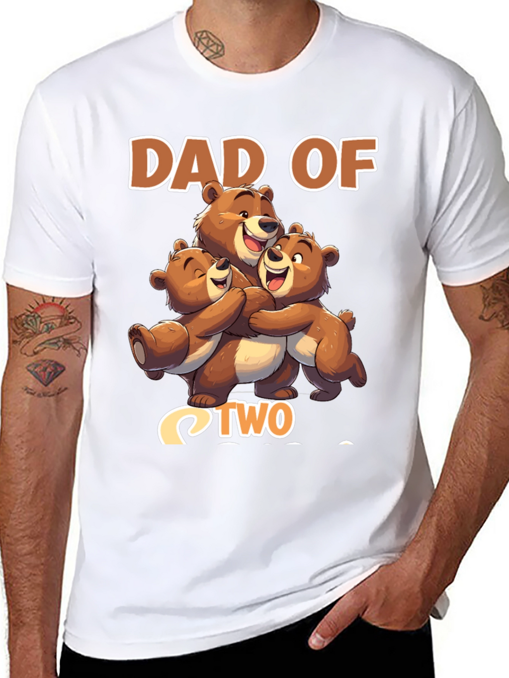 Dad Of Two Bears Black T-Shirt
