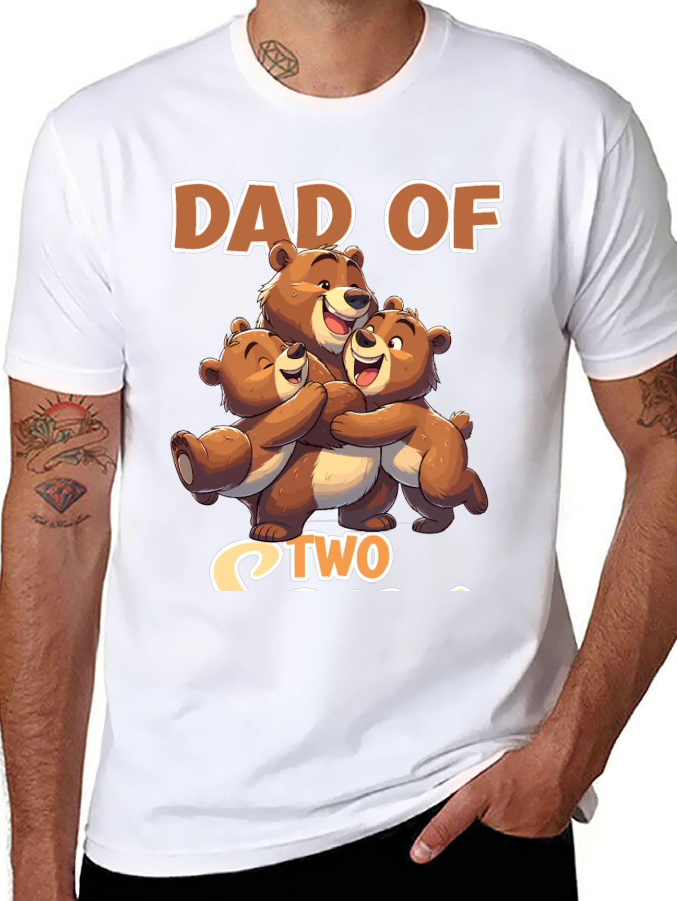 Dad Of Two Bears Black T-Shirt