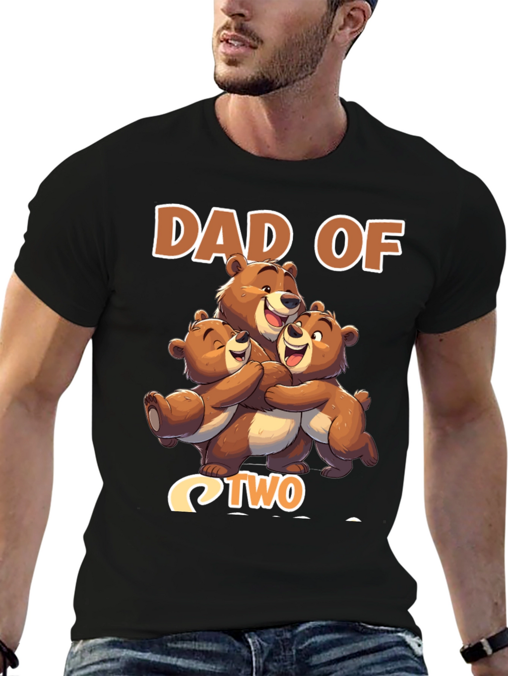 Dad Of Two Bears Black T-Shirt
