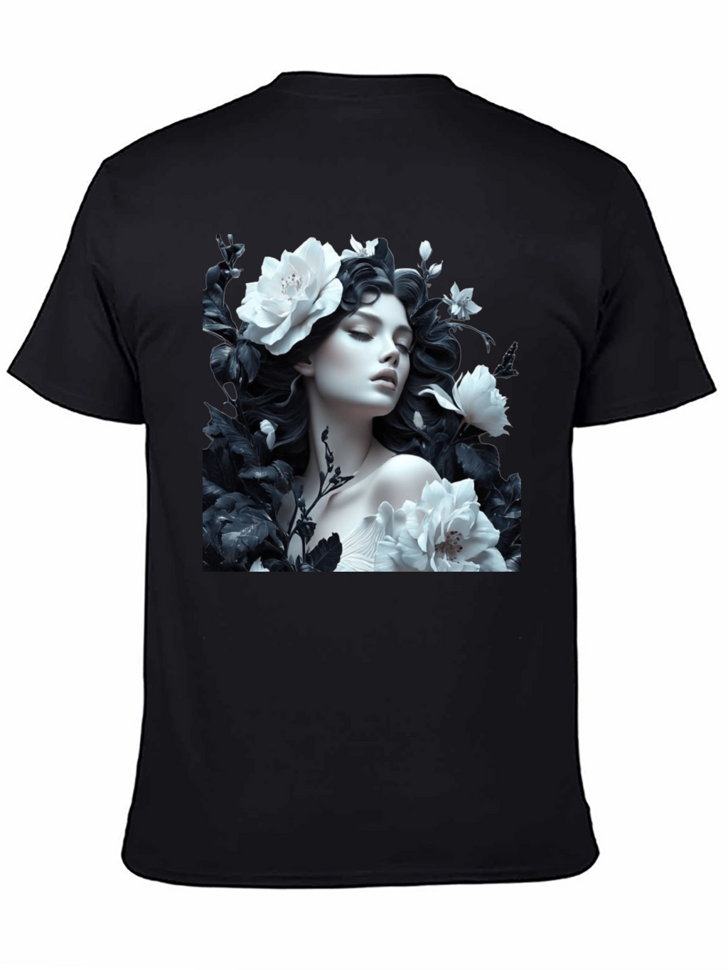 Floral Woman Graphic Tee - Black Unisex T-Shirt