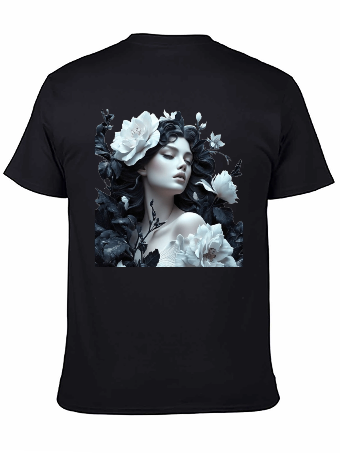 Floral Woman Graphic Tee - Black Unisex T-Shirt
