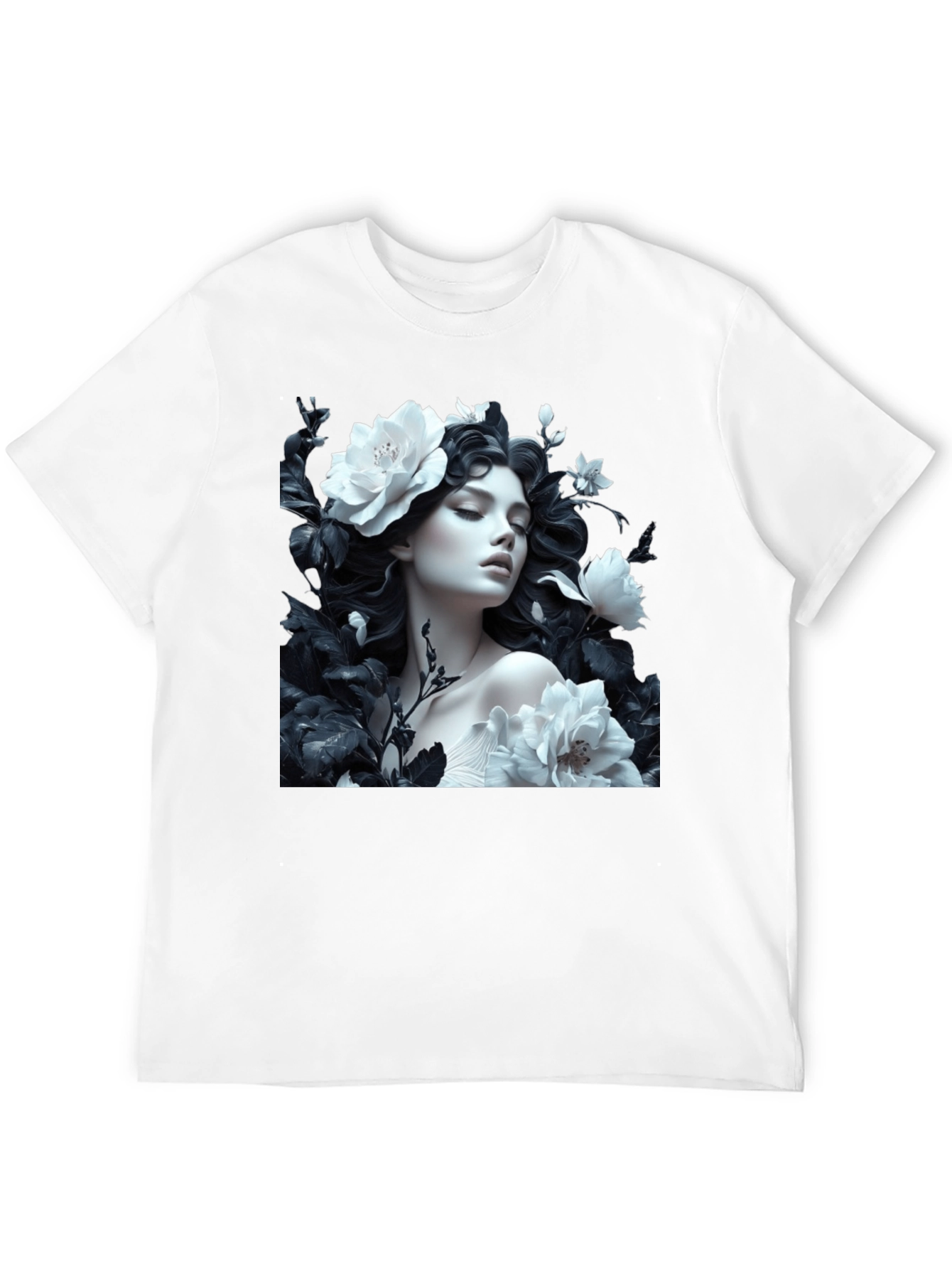 Floral Woman Graphic Tee - Black Unisex T-Shirt