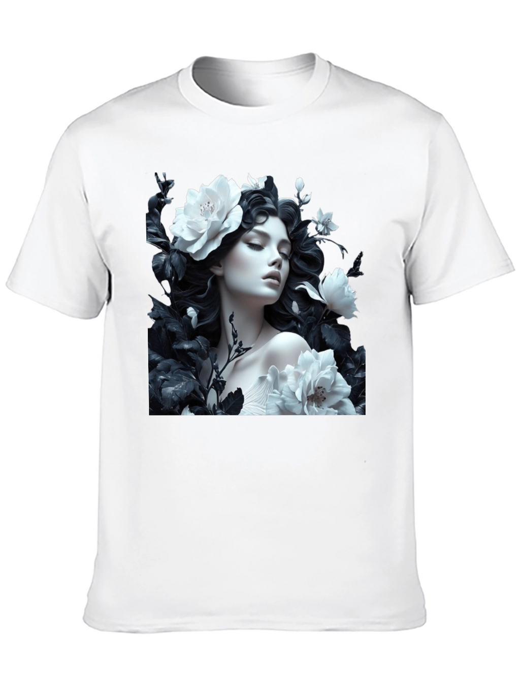 Floral Woman Graphic Tee - Black Unisex T-Shirt