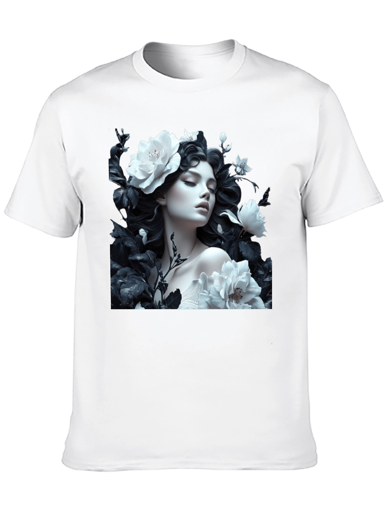 Floral Woman Graphic Tee - Black Unisex T-Shirt