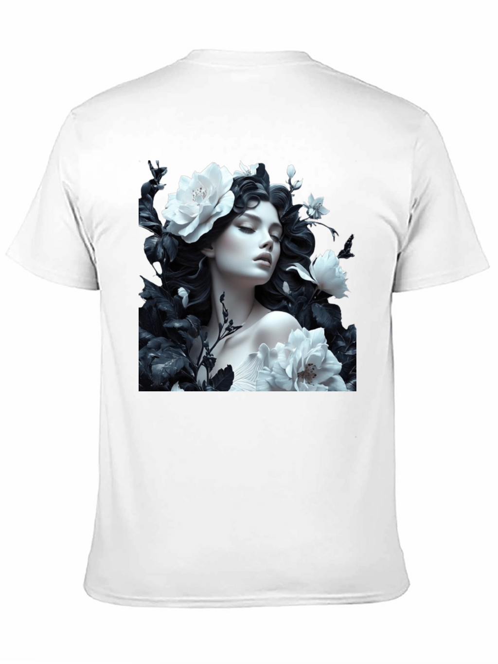 Floral Woman Graphic Tee - Black Unisex T-Shirt