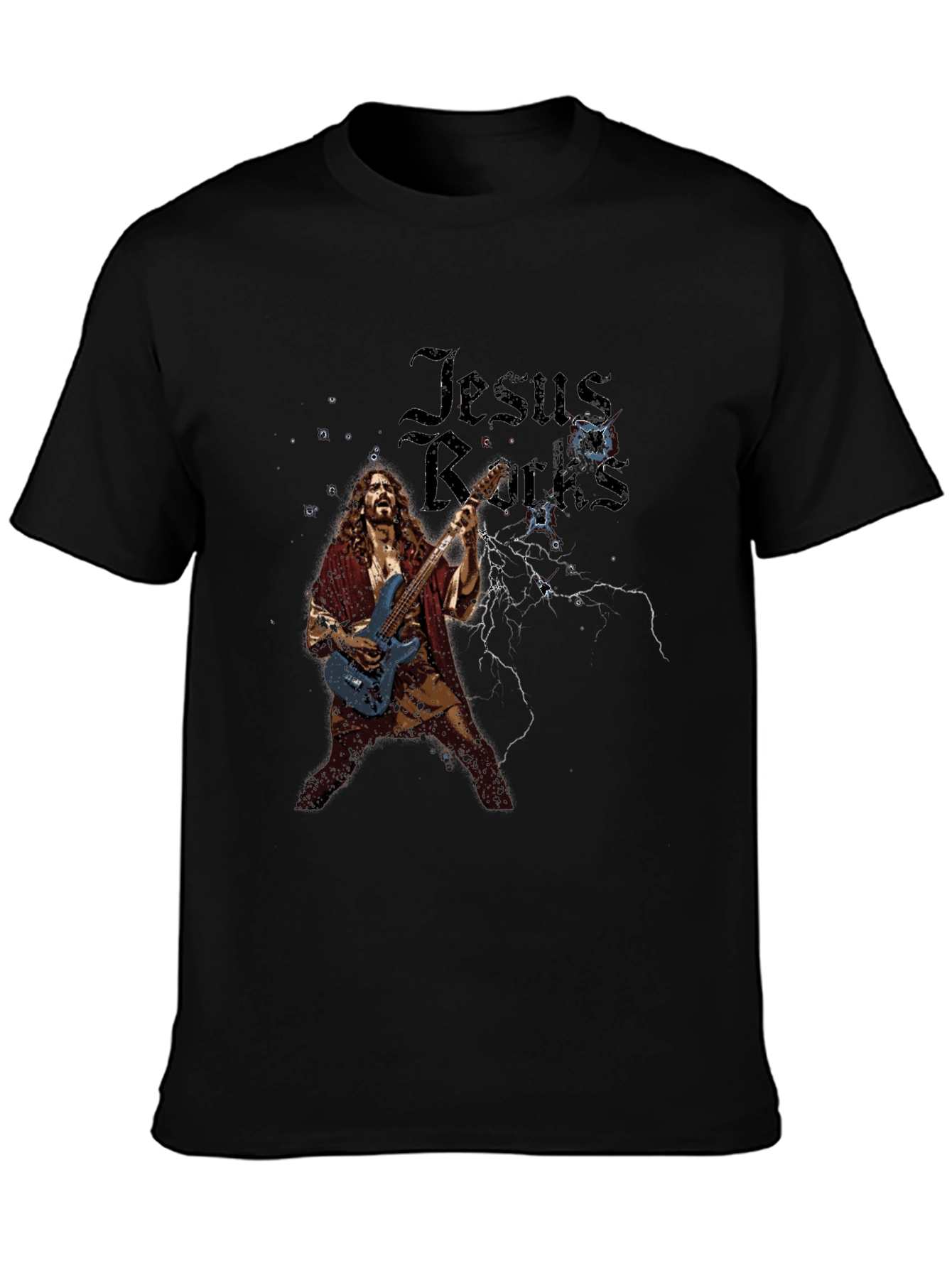 Jesus Rocks T-Shirt - Black Graphic Tee