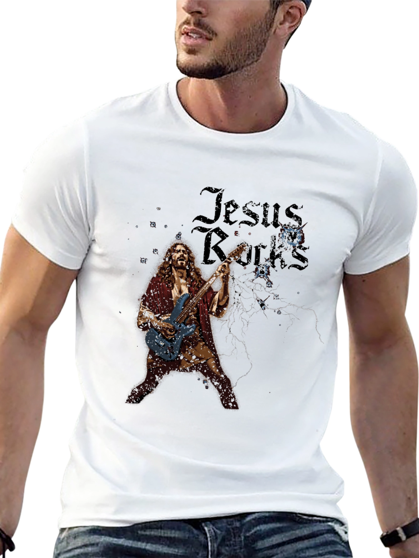 Jesus Rocks T-Shirt - Black Graphic Tee