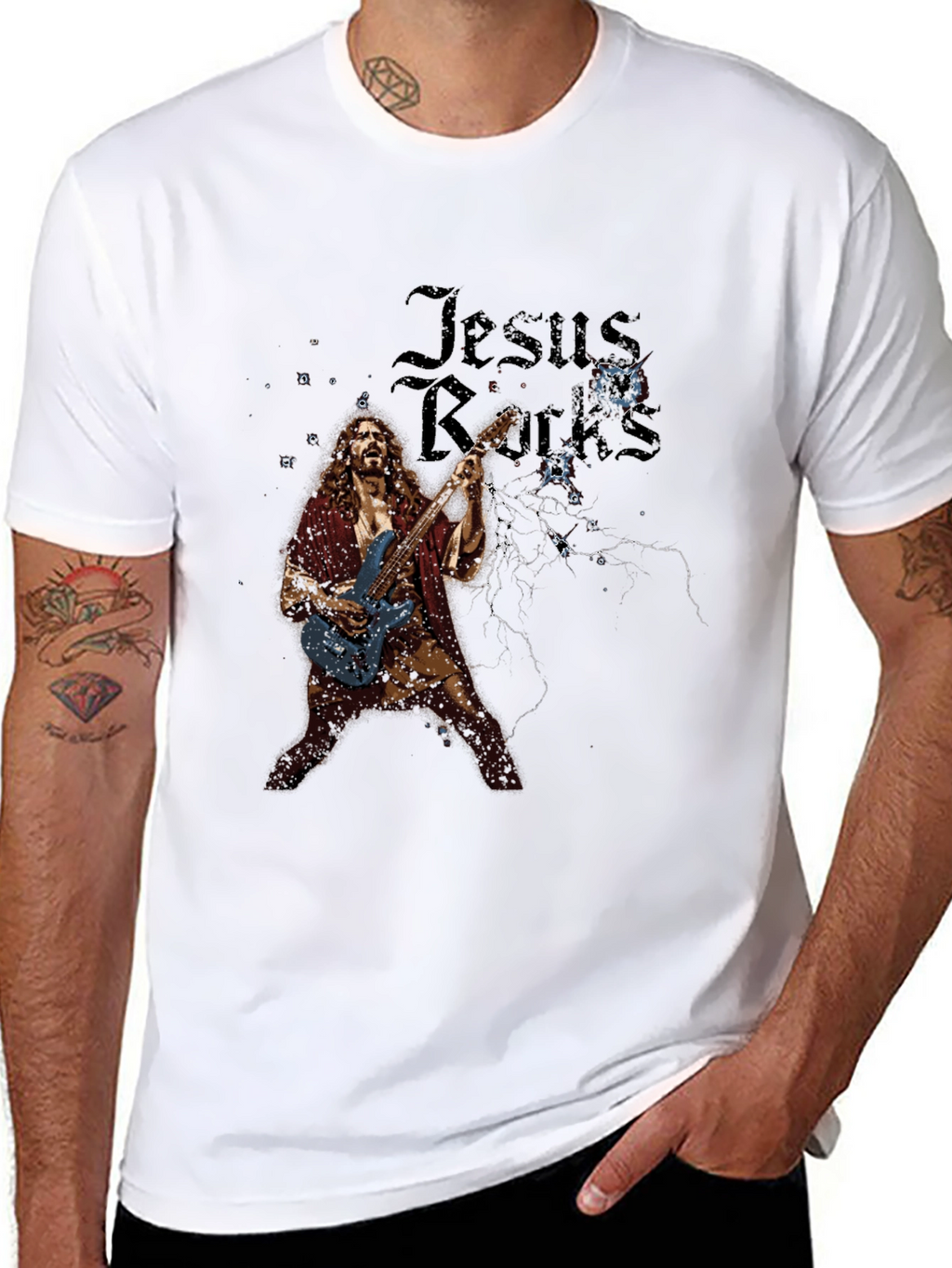 Jesus Rocks T-Shirt - Black Graphic Tee