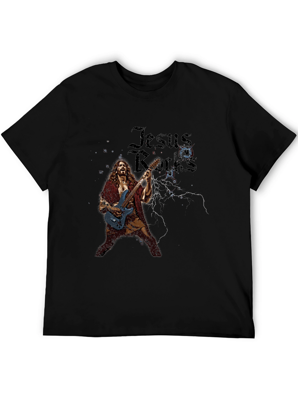 Jesus Rocks T-Shirt - Black Graphic Tee