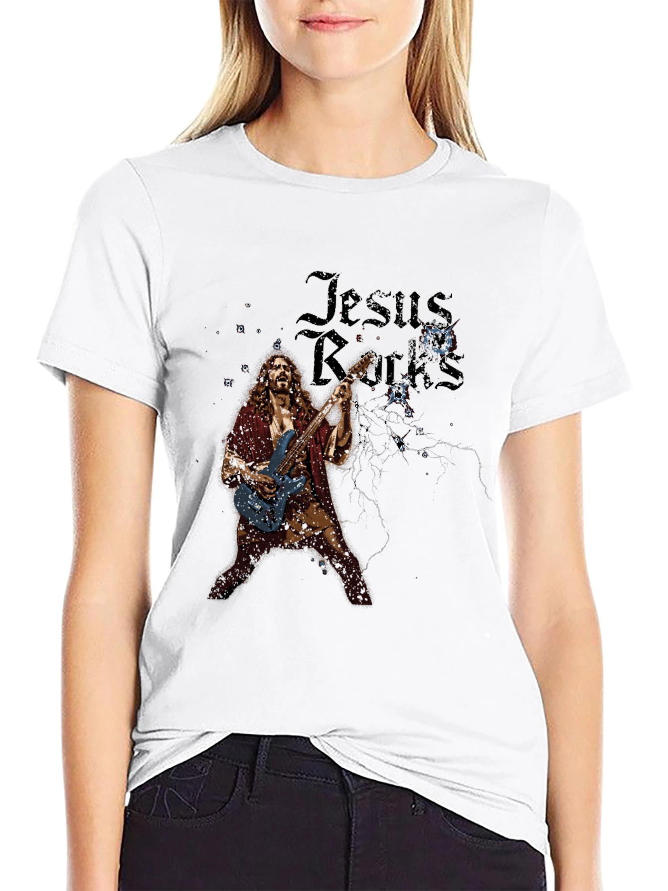 Jesus Rocks T-Shirt - Black Graphic Tee