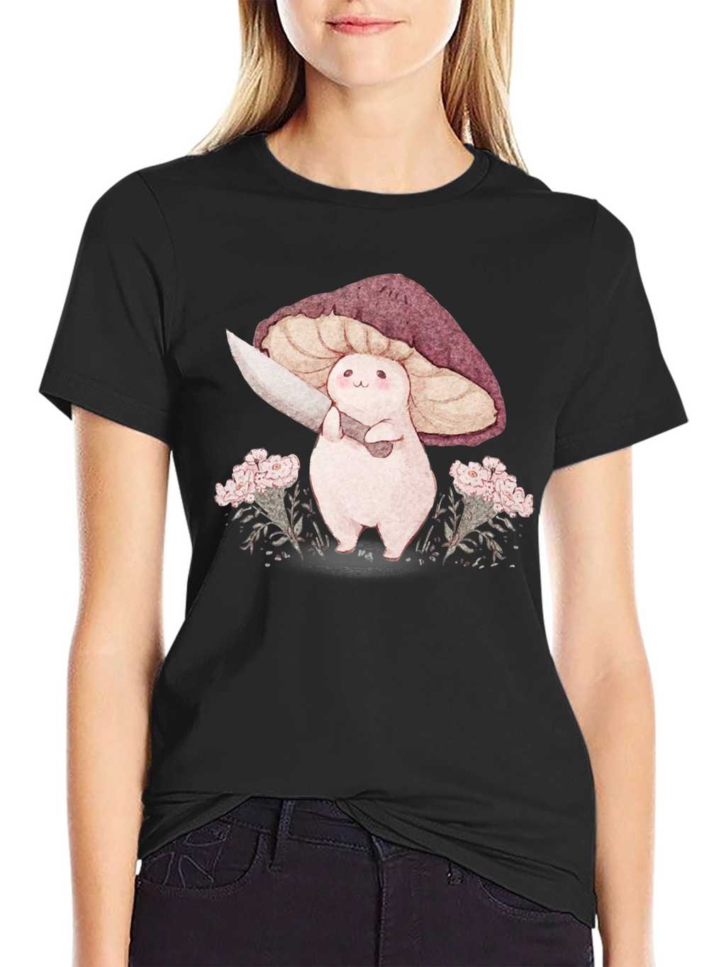 Mushroom with Knife Graphic Tee