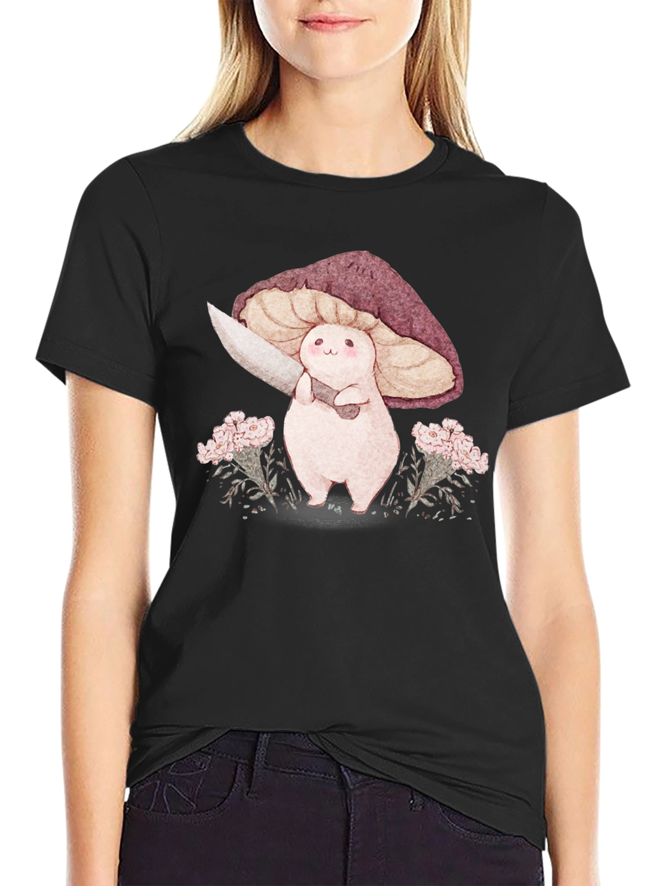 Mushroom with Knife Graphic Tee