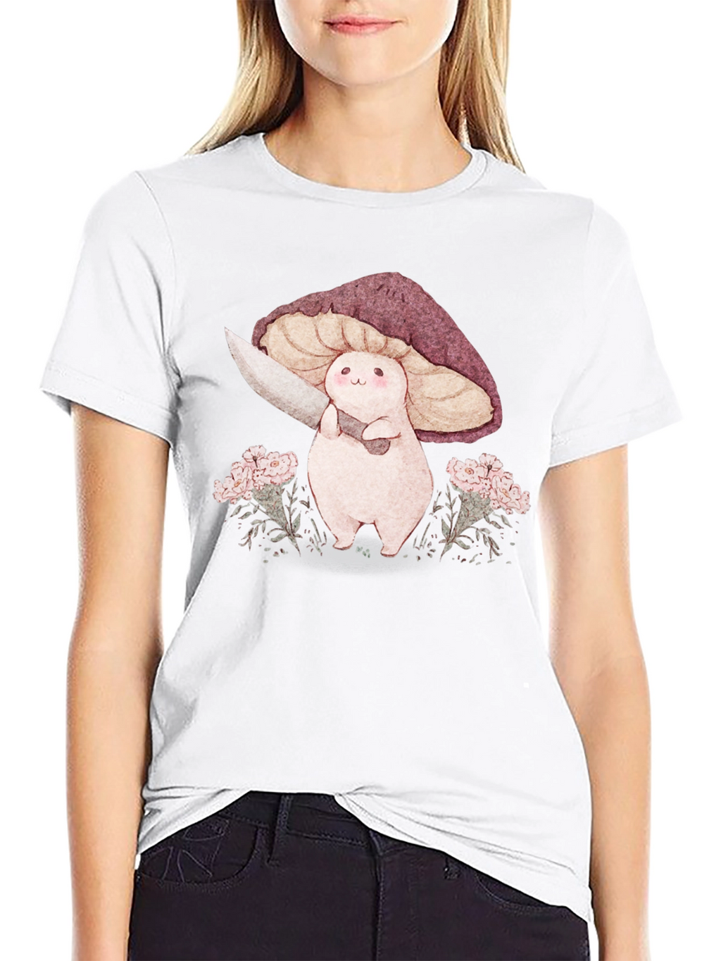Mushroom with Knife Graphic Tee