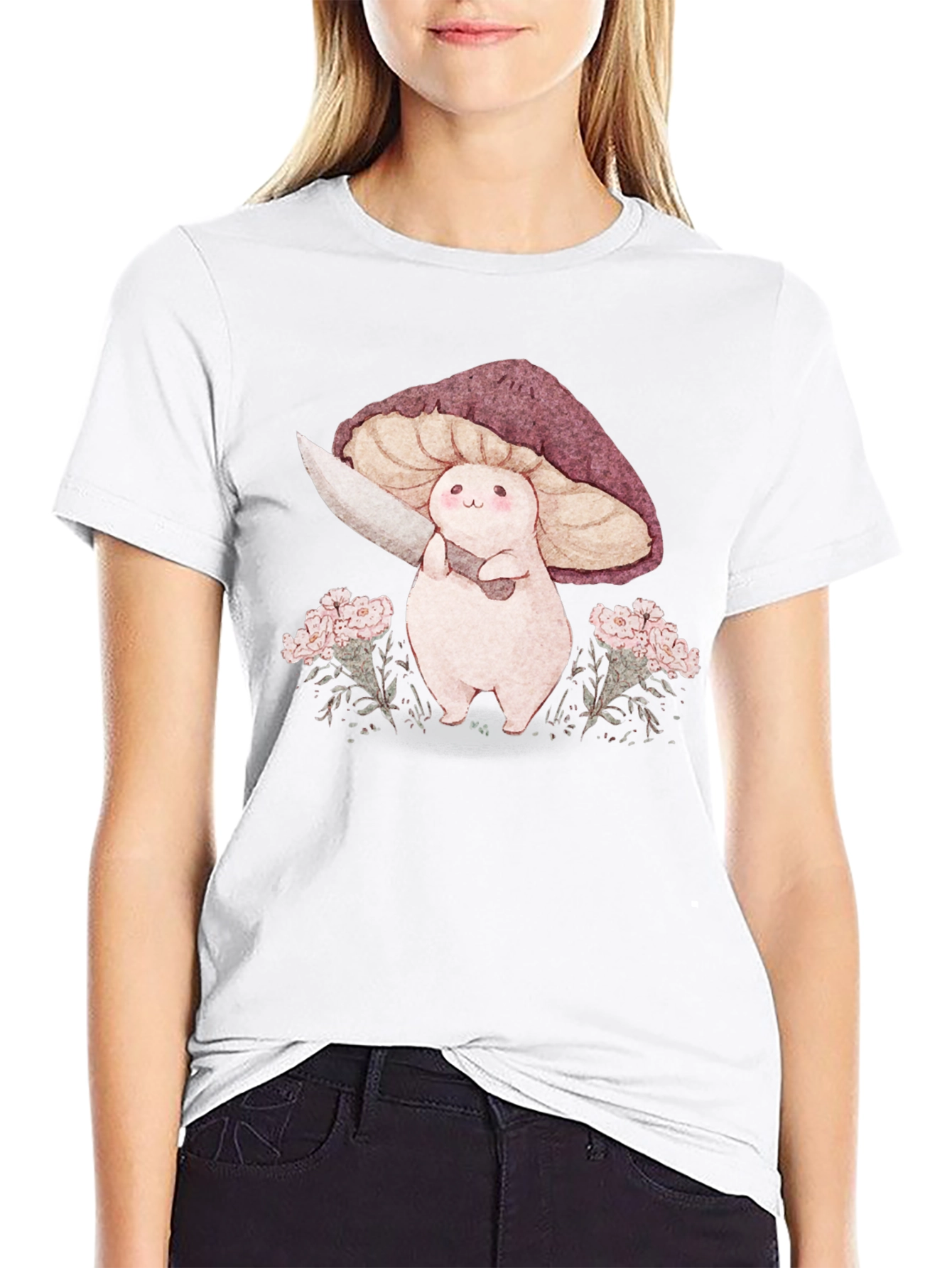 Mushroom with Knife Graphic Tee