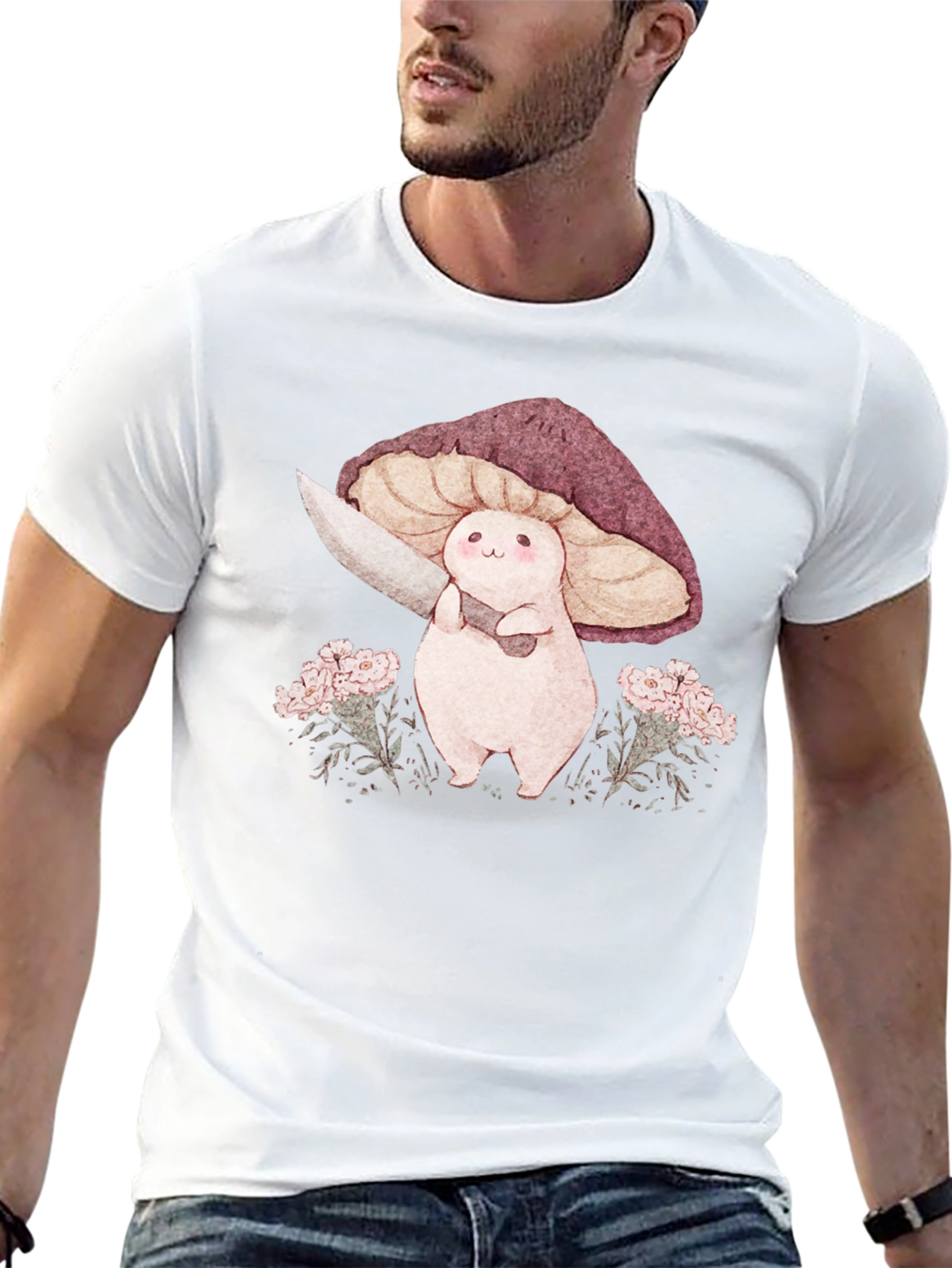 Mushroom with Knife Graphic Tee