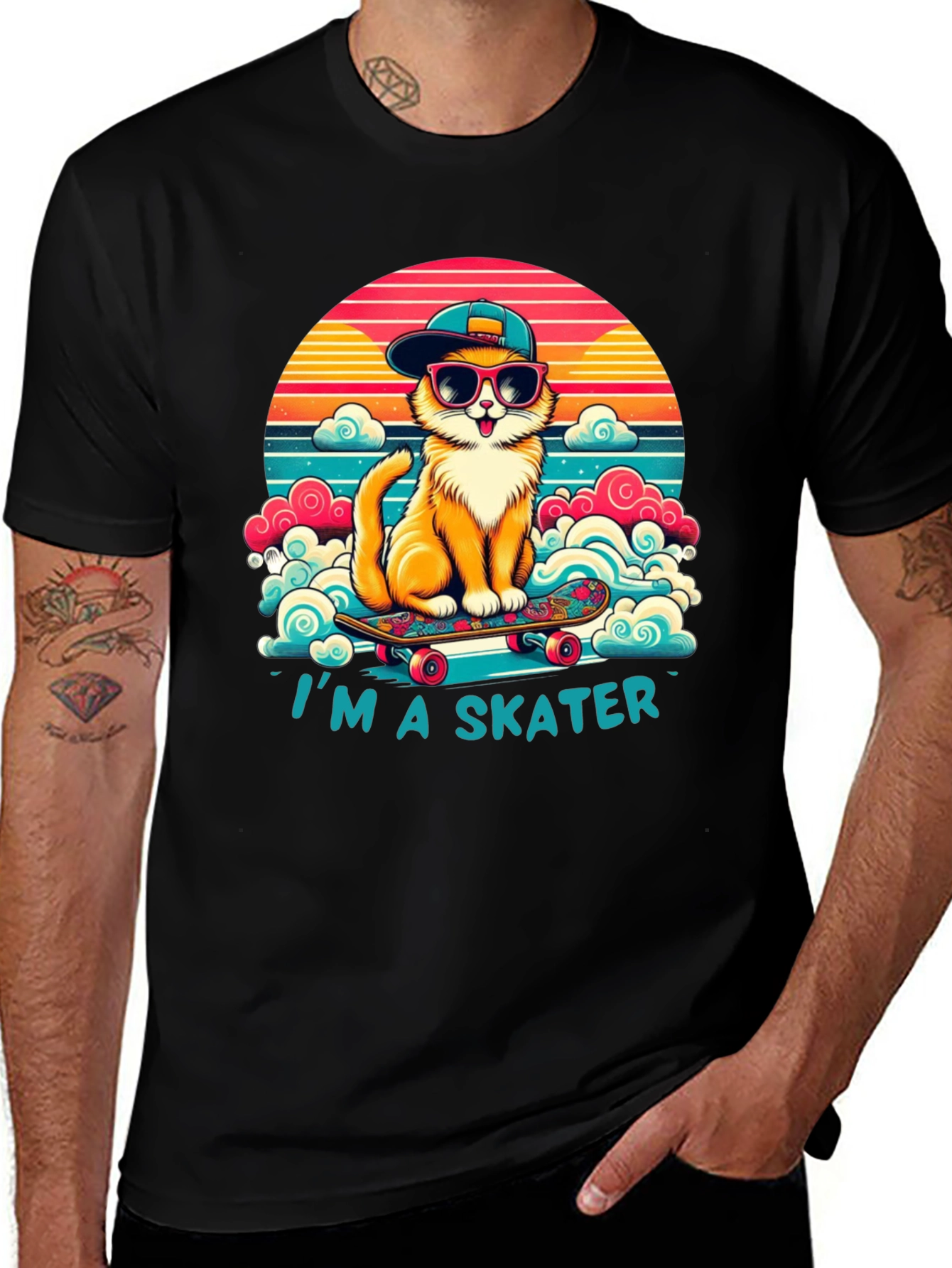 Cool Cat Skater T-Shirt - Retro Style