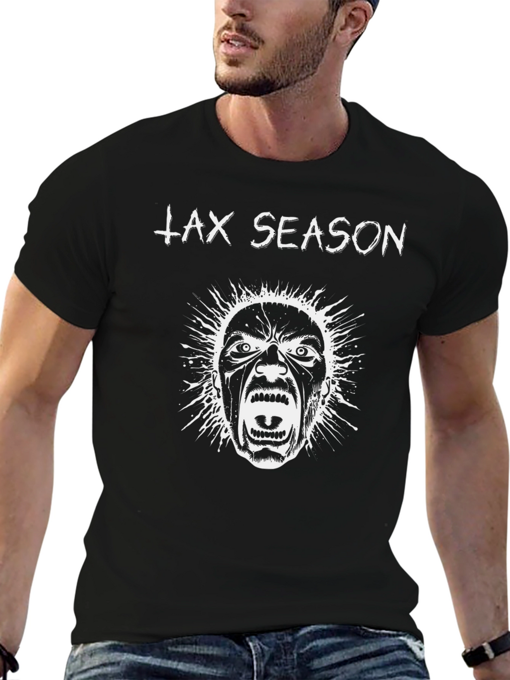 Tax Season Graphic T-Shirt Black Cotton