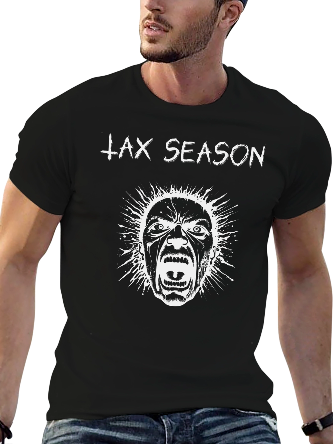 Tax Season Graphic T-Shirt Black Cotton