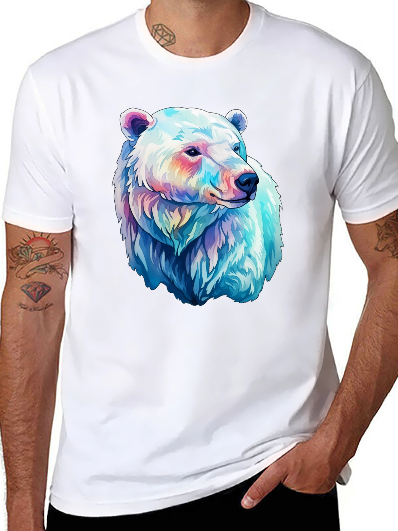 Polar Bear Graphic Tee - Black Cotton Blend