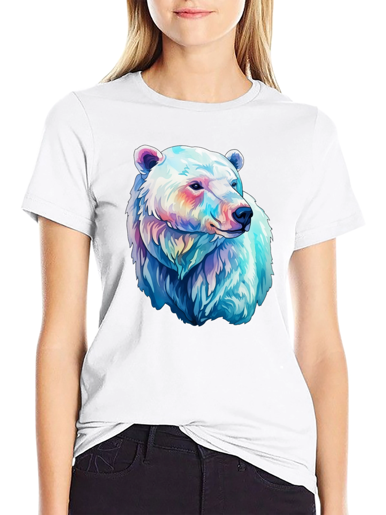 Polar Bear Graphic Tee - Black Cotton Blend
