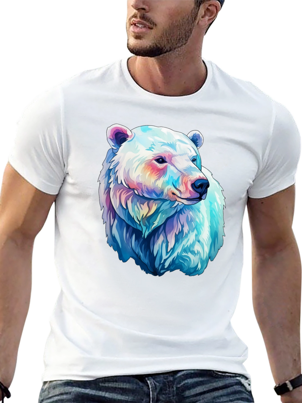 Polar Bear Graphic Tee - Black Cotton Blend