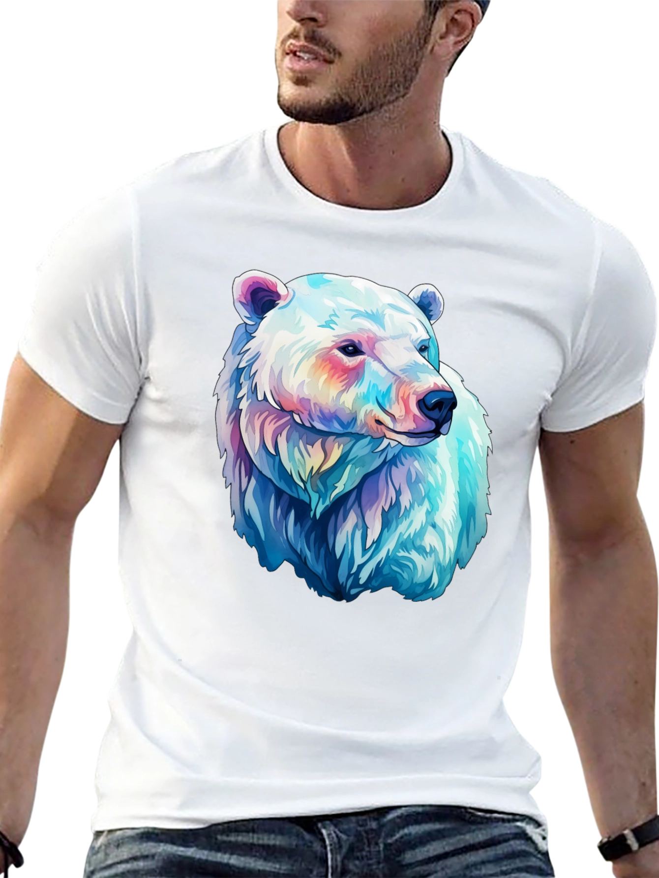 Polar Bear Graphic Tee - Black Cotton Blend