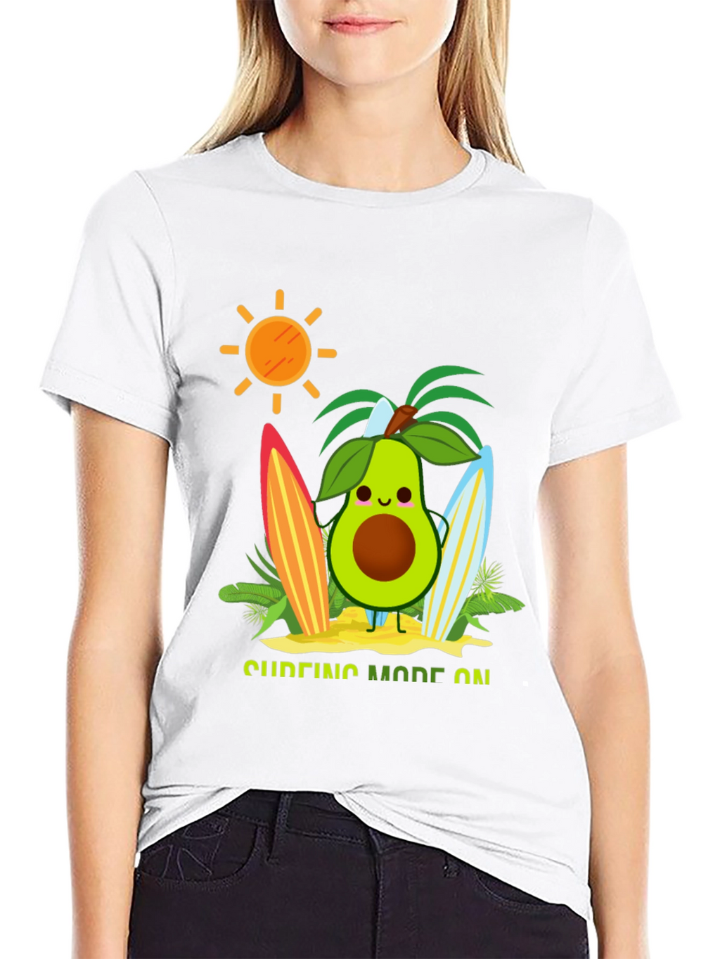 Avocado Surfing Mode On T-Shirt