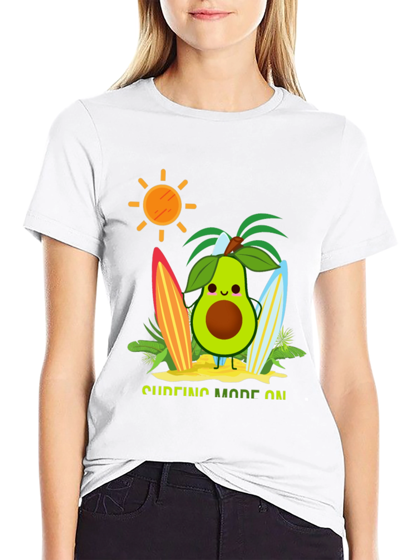 Avocado Surfing Mode On T-Shirt