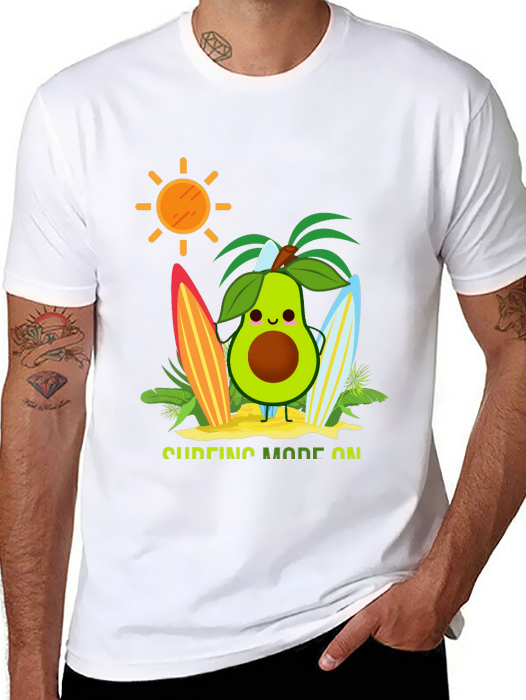 Avocado Surfing Mode On T-Shirt