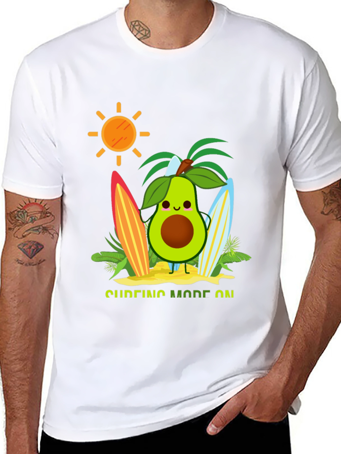 Avocado Surfing Mode On T-Shirt