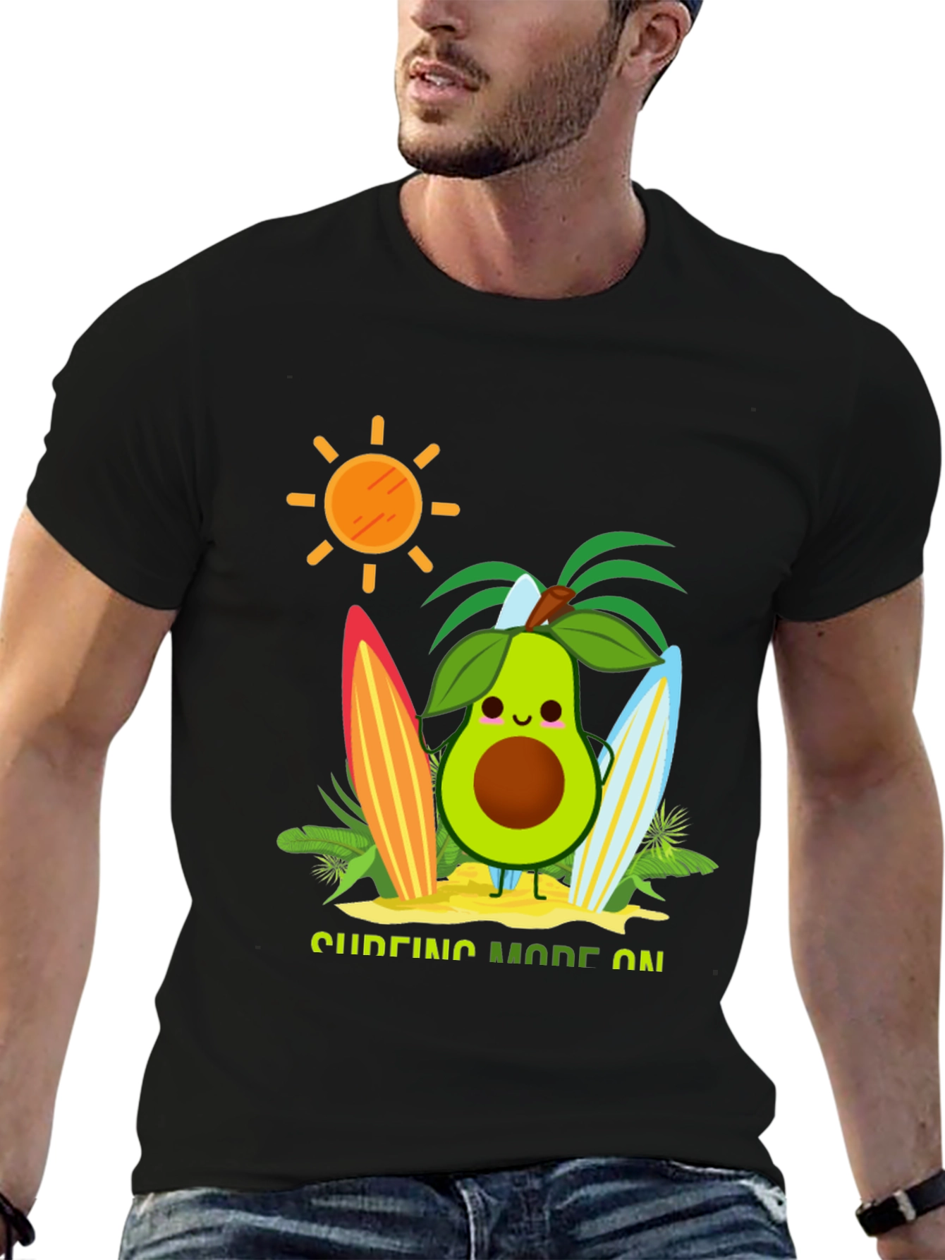 Avocado Surfing Mode On T-Shirt