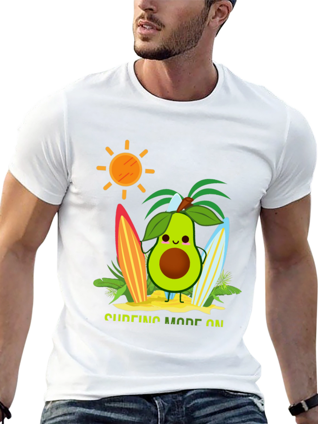 Avocado Surfing Mode On T-Shirt