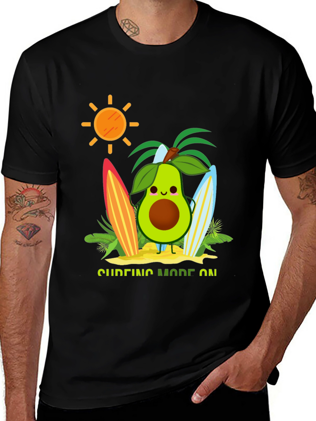 Avocado Surfing Mode On T-Shirt