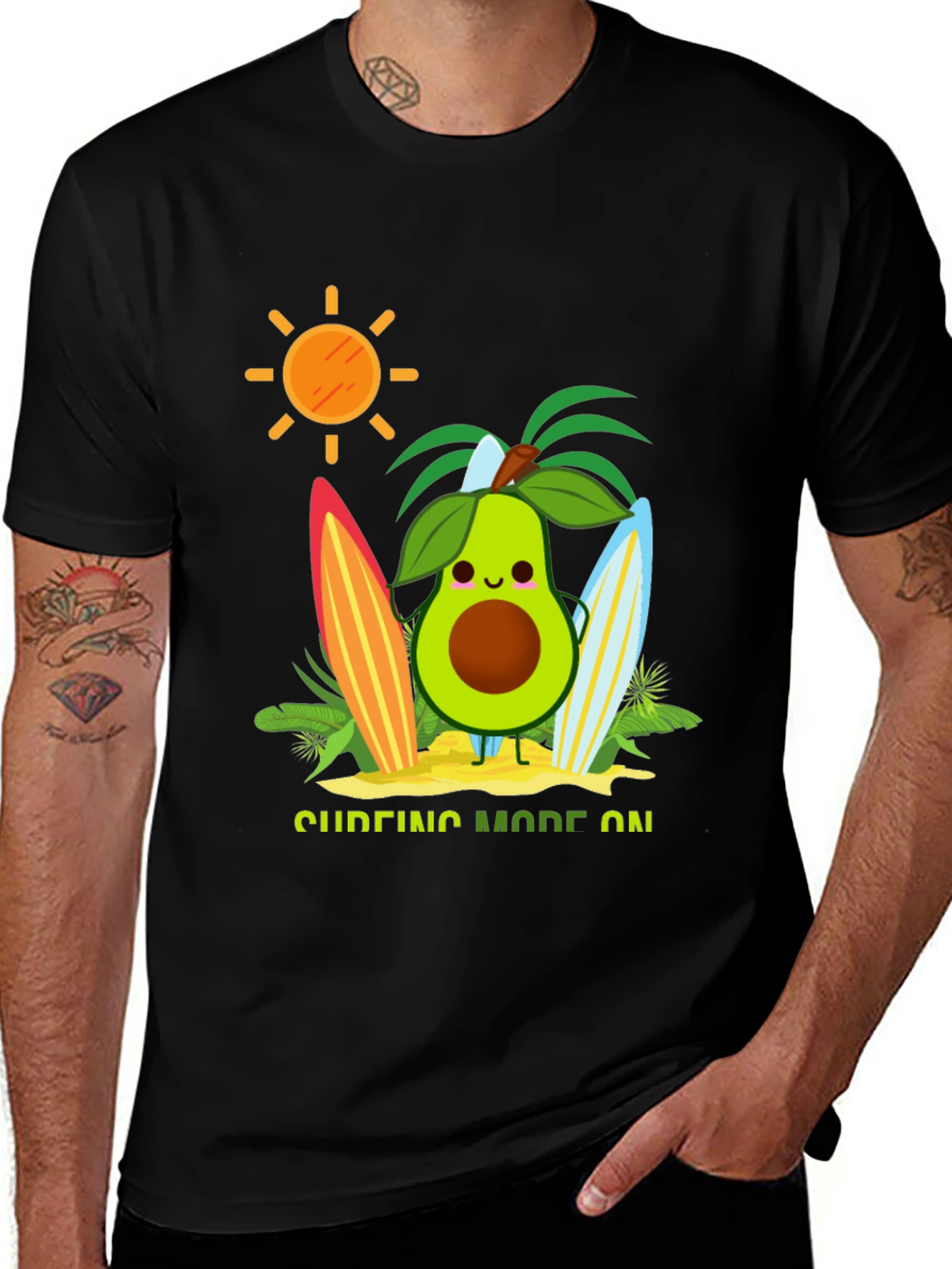 Avocado Surfing Mode On T-Shirt