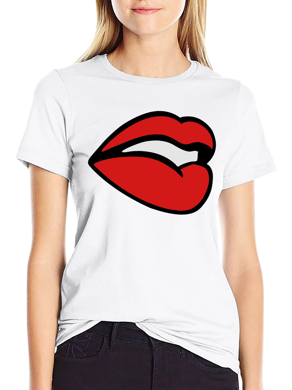 Bold Lips Graphic Tee - Stylish Black T-Shirt