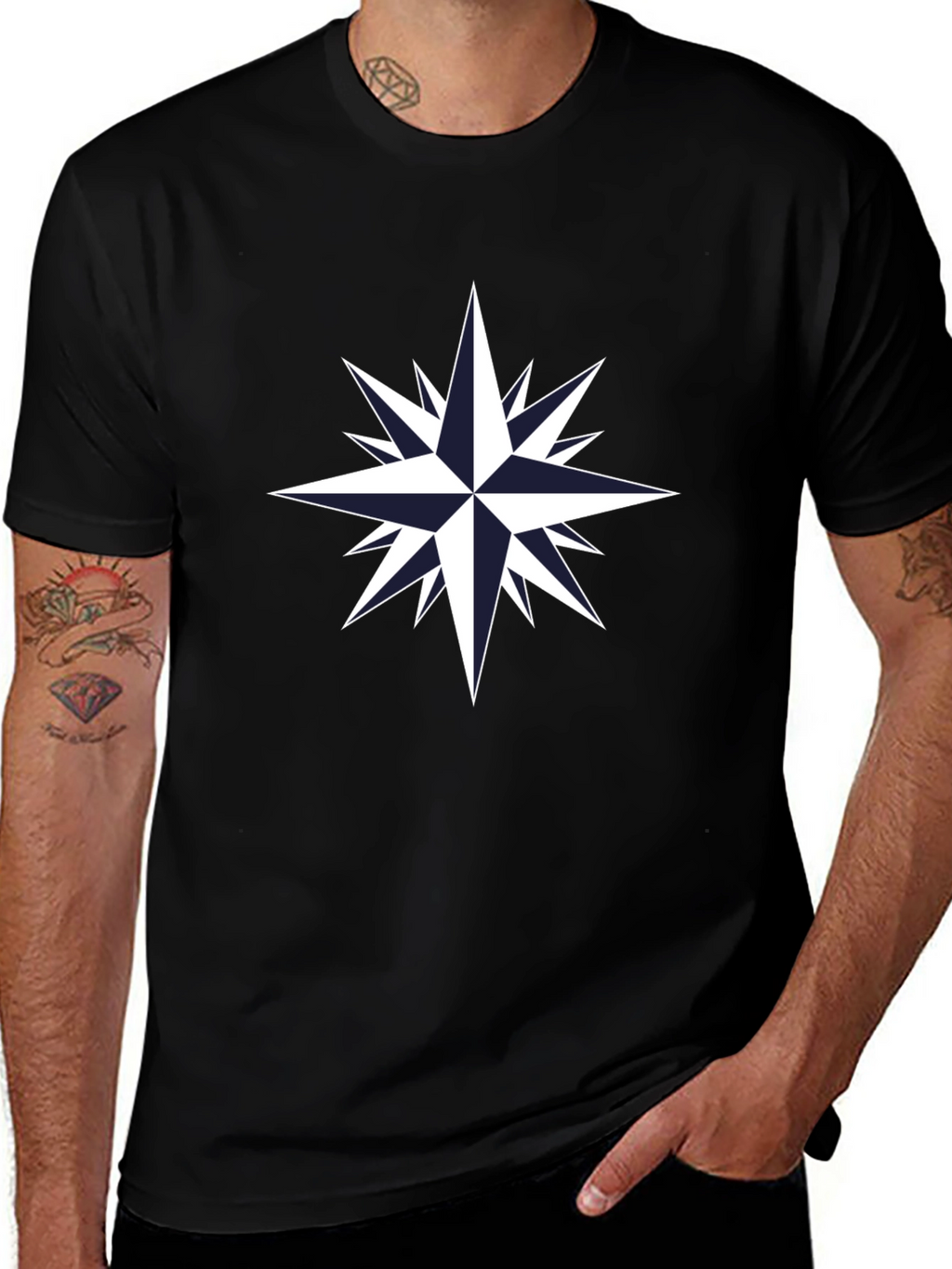 Compass Rose Graphic Tee - Black