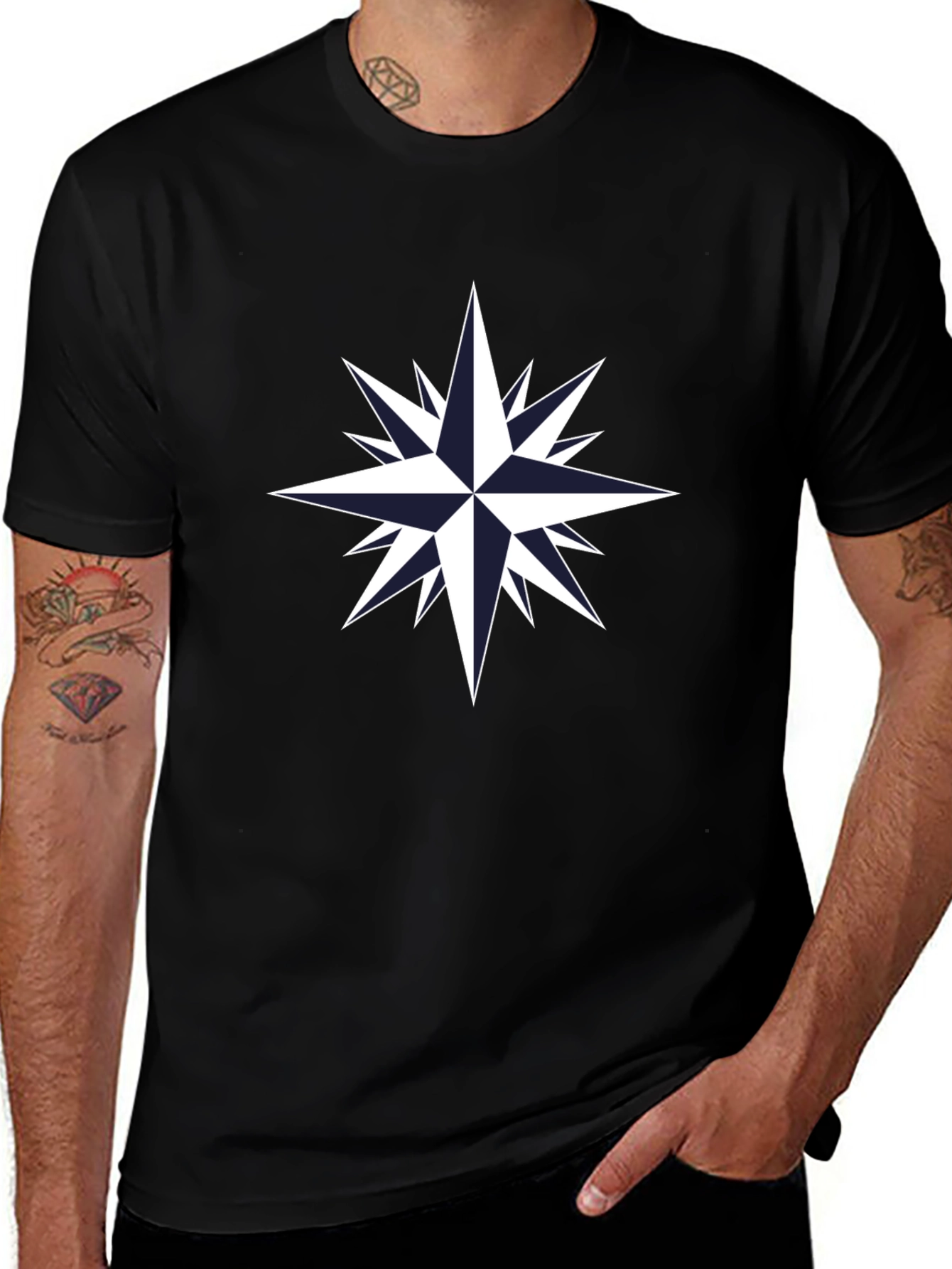 Compass Rose Graphic Tee - Black