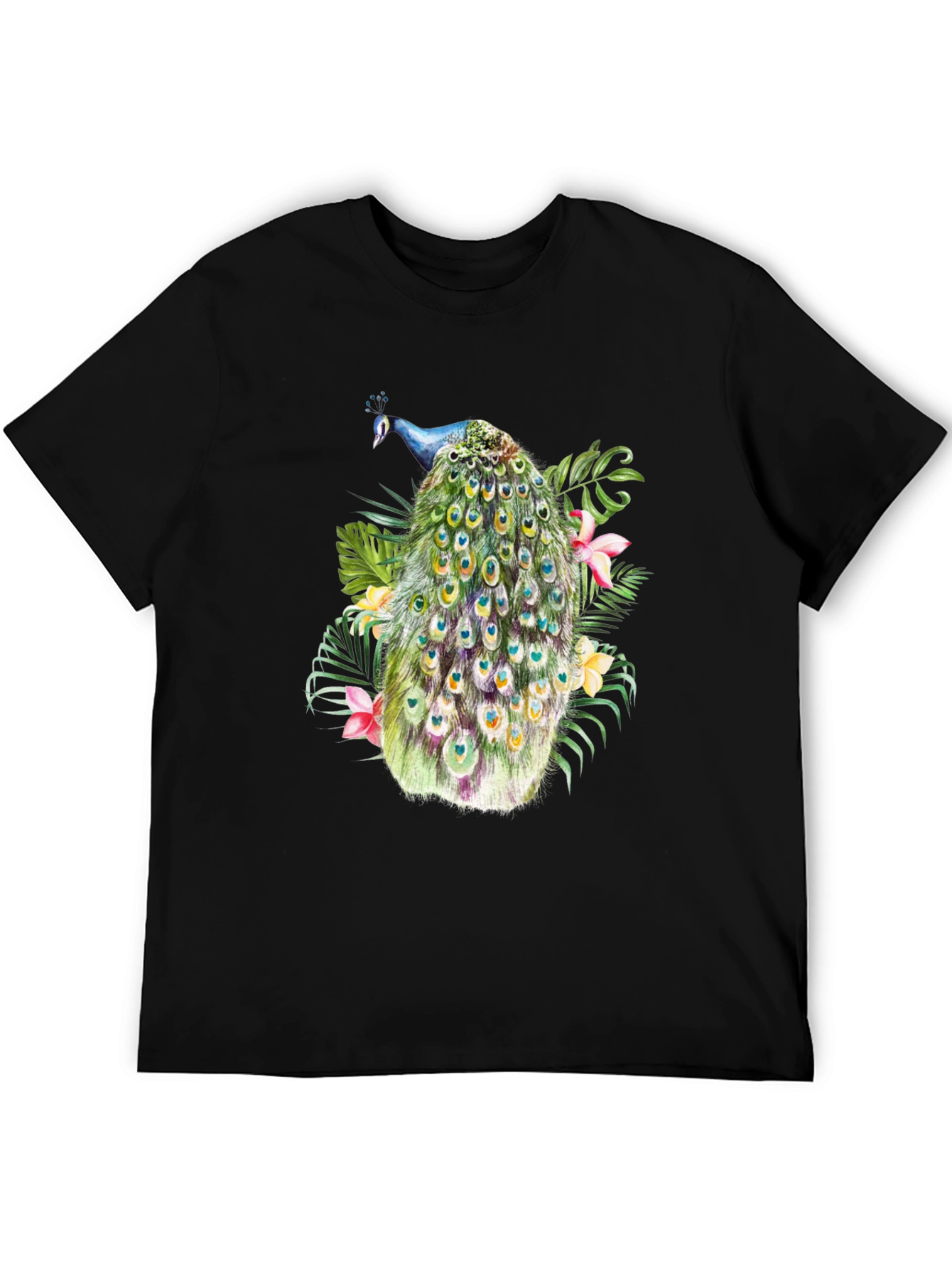 Peacock Graphic Black T-Shirt