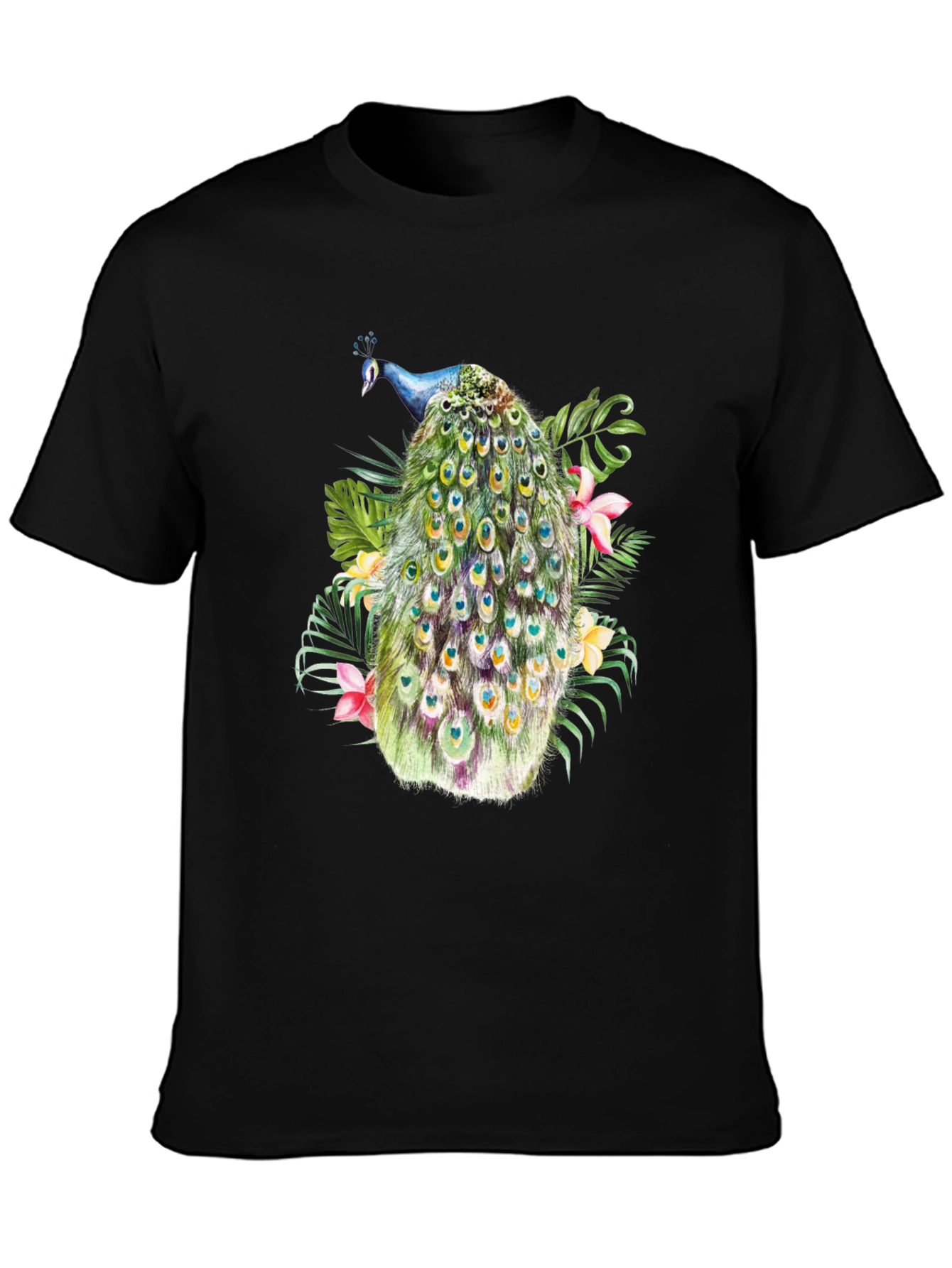 Peacock Graphic Black T-Shirt