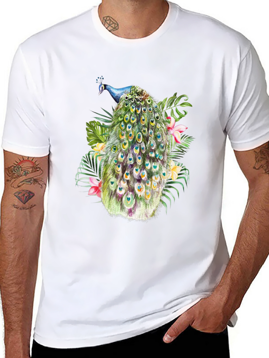 Peacock Graphic Black T-Shirt