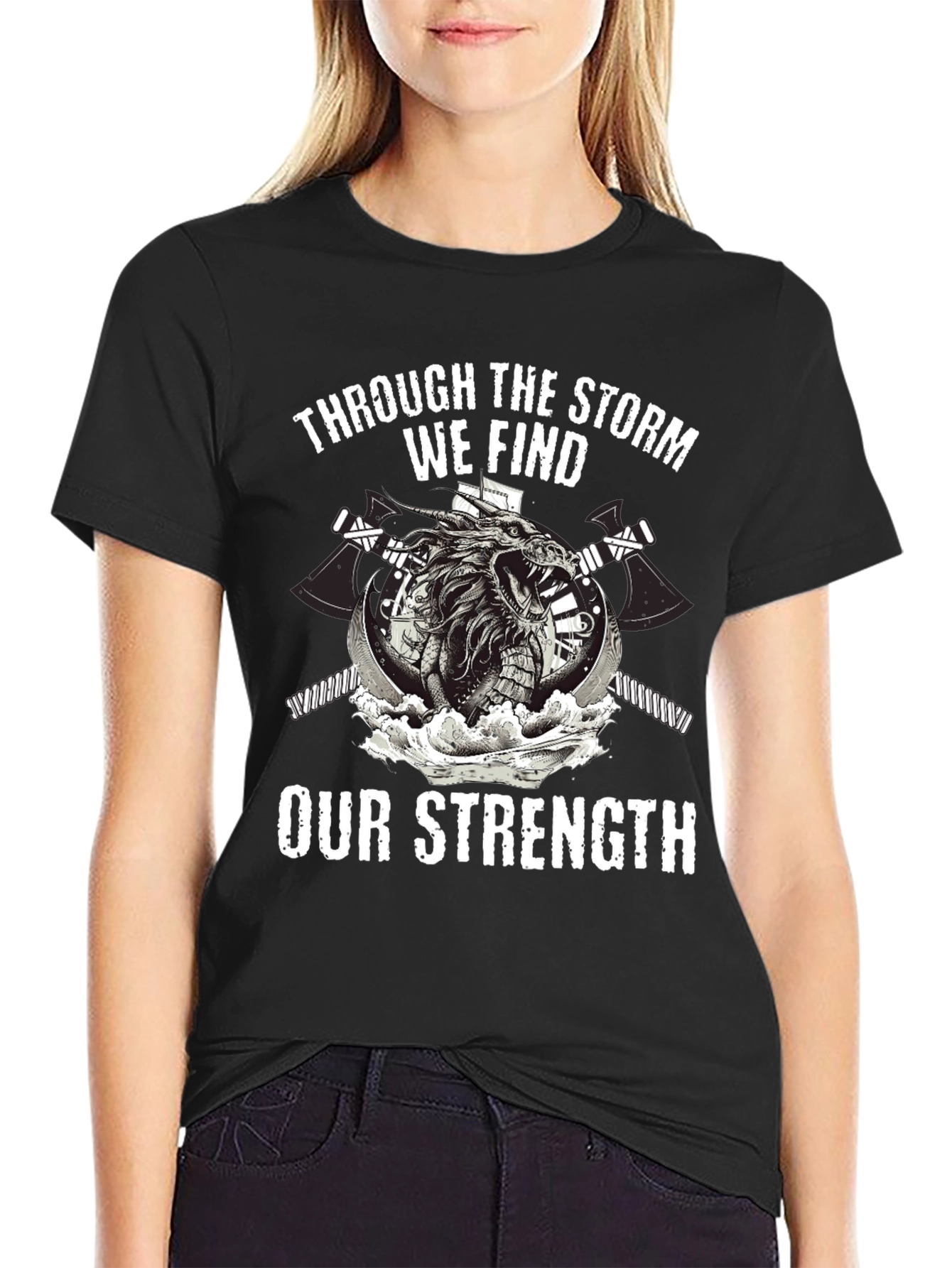 Storm Strength Dragon Graphic Black T-Shirt