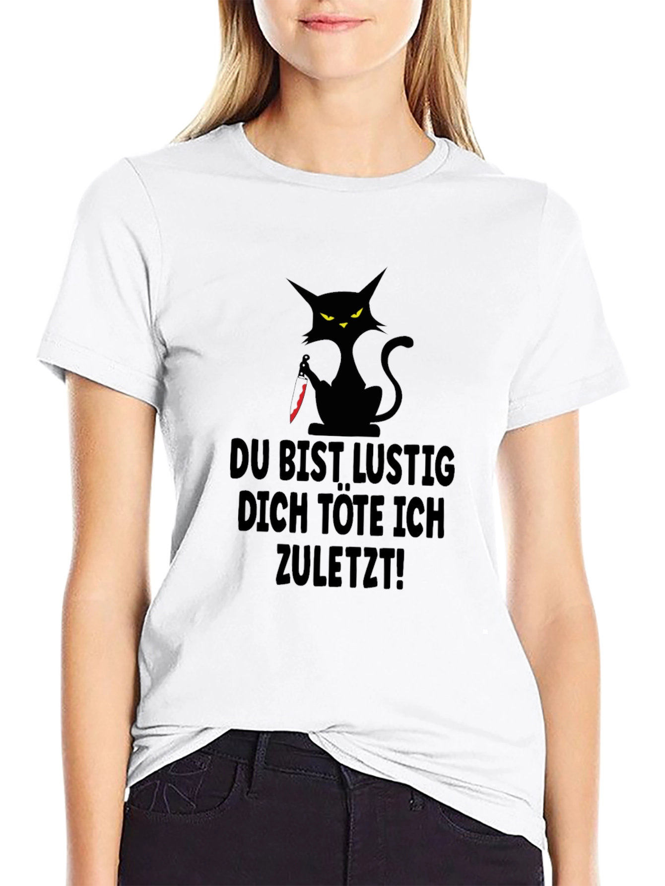Black Cat German Phrase Graphic T-Shirt