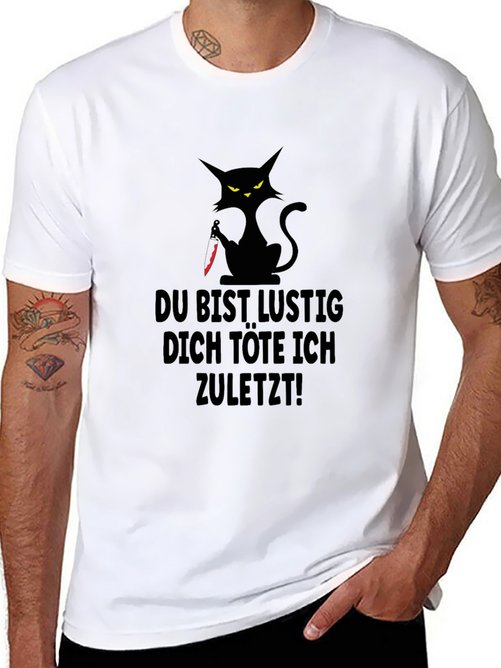 Black Cat German Phrase Graphic T-Shirt
