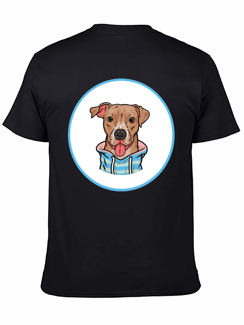 Dog Cartoon Print Black T-Shirt
