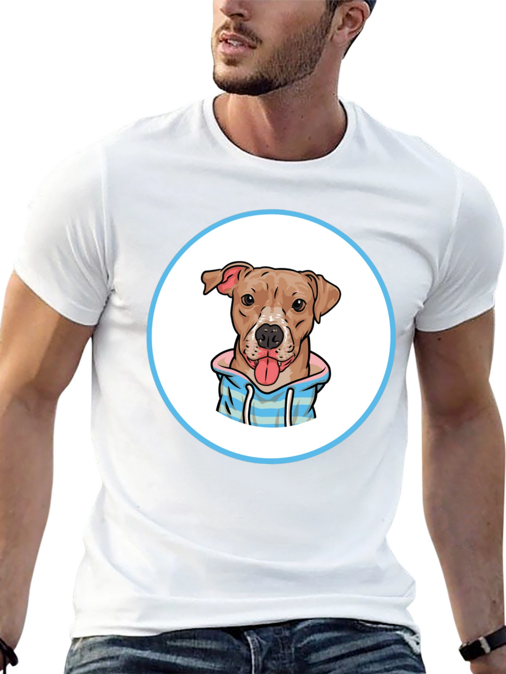 Dog Cartoon Print Black T-Shirt