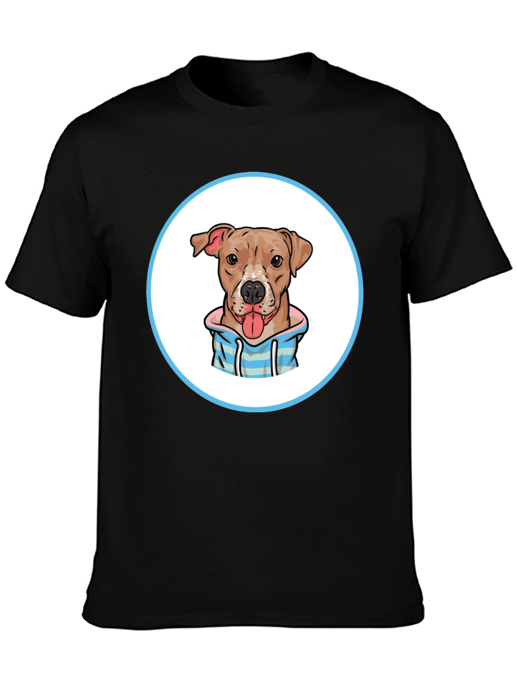 Dog Cartoon Print Black T-Shirt